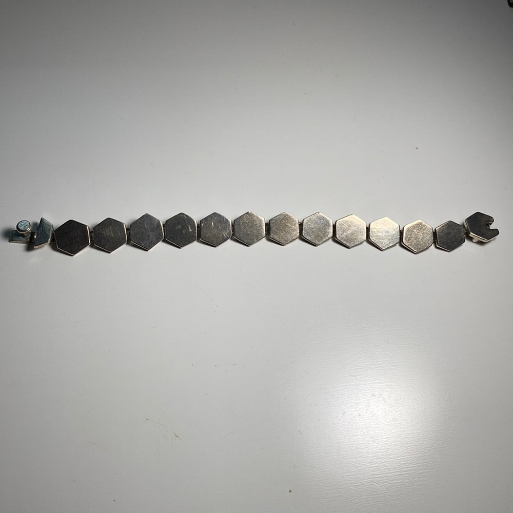 Sterling silver vintage Mexican geometric bracelet